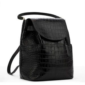 Cuyana Croc-Embossed Large Leather Backpack
